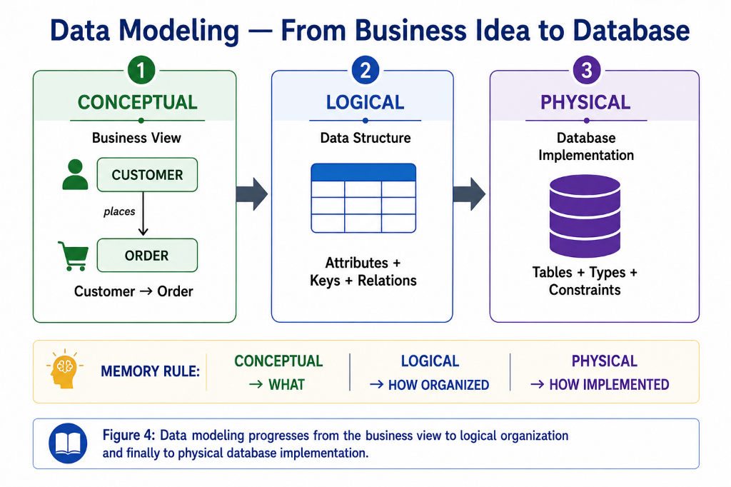 Data Modeling — From Business Idea to Database: Conceptual, Logical, and Physical